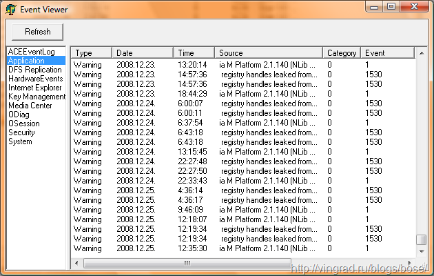 Windows event log в Delphi