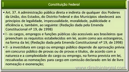 Constituição Federal, art. 37. Princípio do Concurso Público.