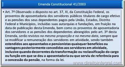 Emenda Constitucional (EC) 41 de 2003. Art. 7