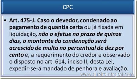 Código de Processo Civil - CPC - Art. 475-J. Multa em Execução Provisória.