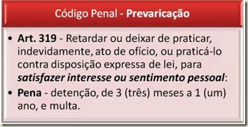 Crime de Prevaricação. Art. 319 do Código Penal.