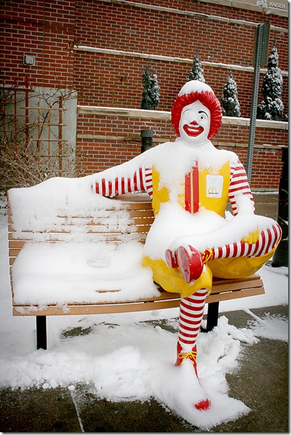 Ronald McDonald in snow