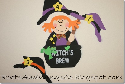 halloween pin the hat on the witch game