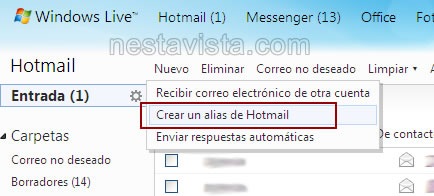 Crear un alias de Hotmail