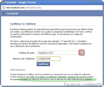 Confirmar Teléfono Celular por Facebook Confirmar Teléfono Celular por Facebook