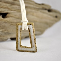 eclectic geometric stoneware indie pendant by glazedOver Pottery white square 2
