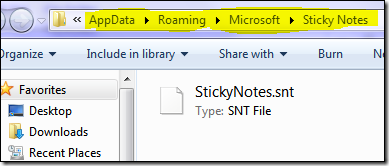 Sticky notes path