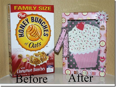 cereal box before and after with text