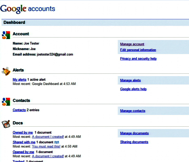 Google Dashboard