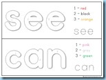 Color By Number Sight Words see can