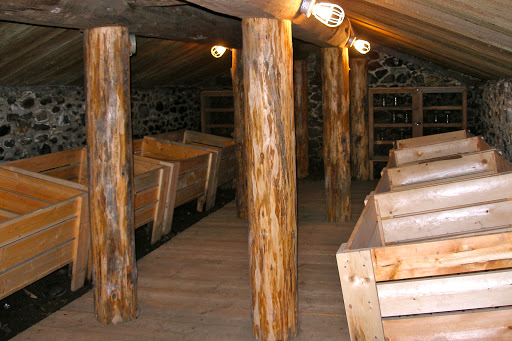 root cellar with straw bale
