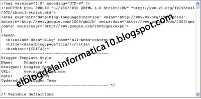 Buscar código en la plantilla HTML del blog
