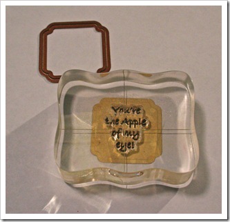 stamping sentiment on label shape