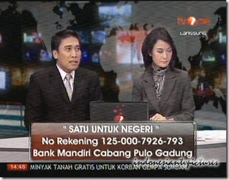 West Sumatra Earth Quake TVOne supporting Victims