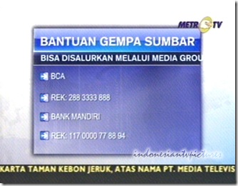 West Sumatra Earth Quake Metro TV supporting Victims