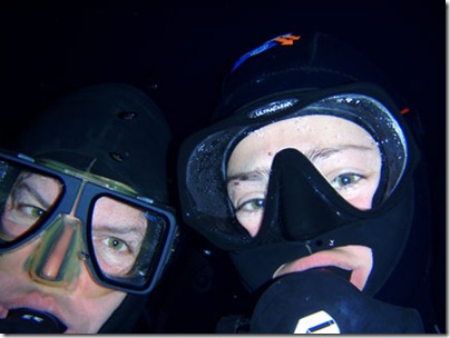 Token self portrait, Paul and Jessica, possibly (hopefully not!) their last dive ever under the ice . . .