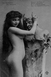La ninfa y el sátiro: postal francesa, circa 1900
