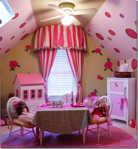 attic girls playroom pink