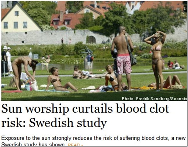 sun worship blood clots