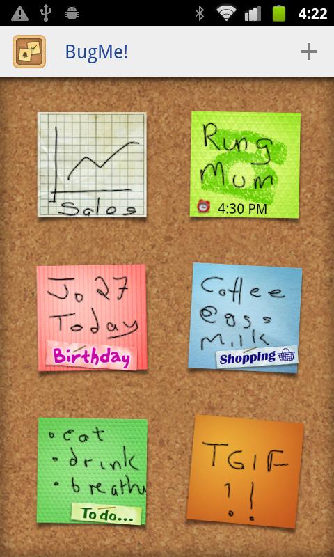 Android application BugMe! Stickies Pro screenshort