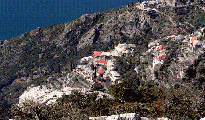 Αγιον-Όρος . Mount Athos Θεαματική και σπάνια άποψη αυτου τού  φερομένου