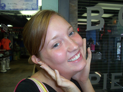 Catie, with her newly pierced ears.