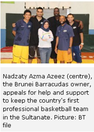 Nadzaty Azma Azeez (centre), the Brunei Barracudas owner, appeals for help and support to keep the country's first professional basketball team in the Sultanate. Picture: BT file 