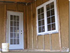 mudroom door and dining area window
