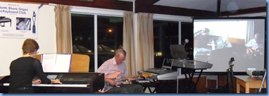 Denise and Brian Gunson playing the Clavinova and electric guitar as a duet