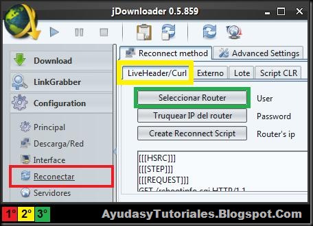 Seleccionar Router - JDownloader