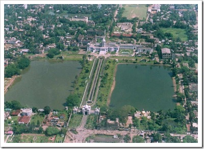 symmetric ponds aerial view ujjayanta palace