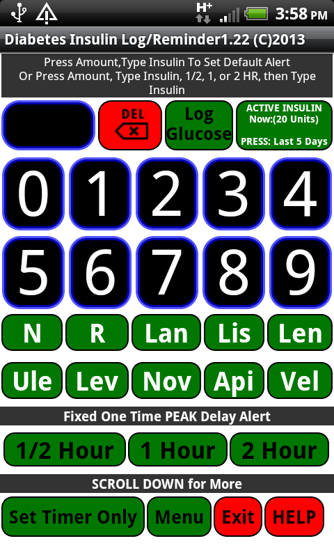 Android application Diabetic Insulin LogAlert Paid screenshort