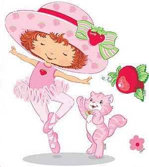 descarga imágenes de Tarta de fresa haciendo ballet con un gato color rosa