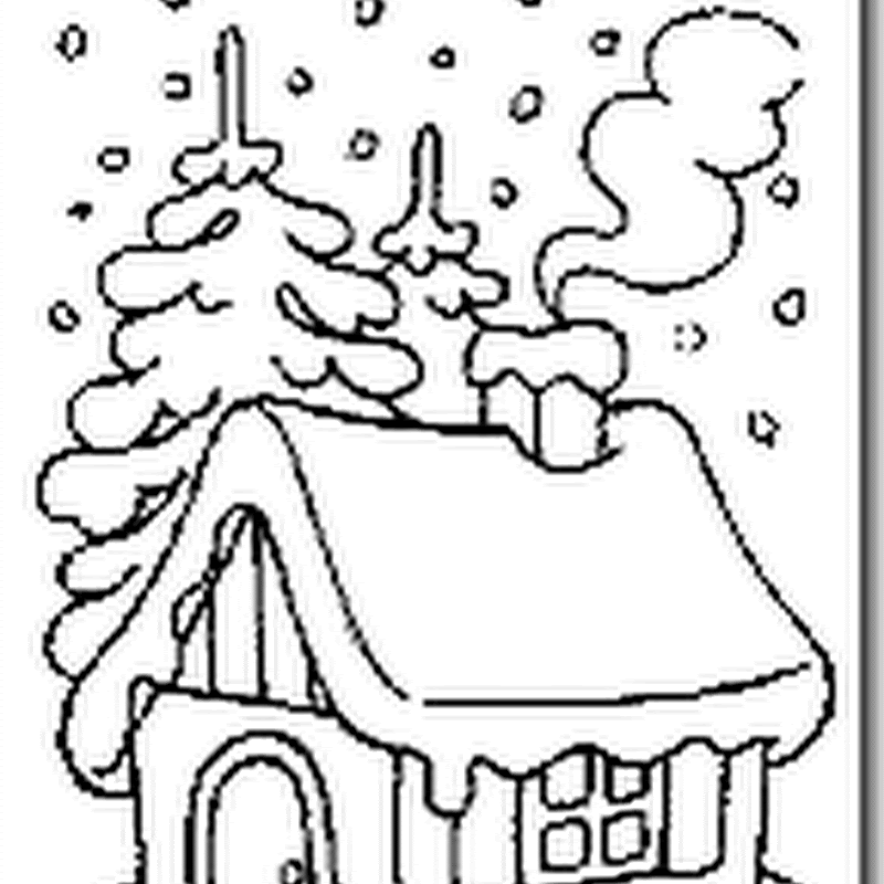 Láminas para colorear de casas nevadas de Navidad