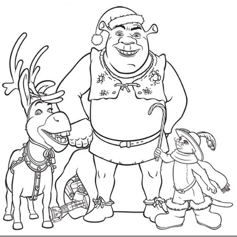 Dibujos para colorear de Shrek en navidad