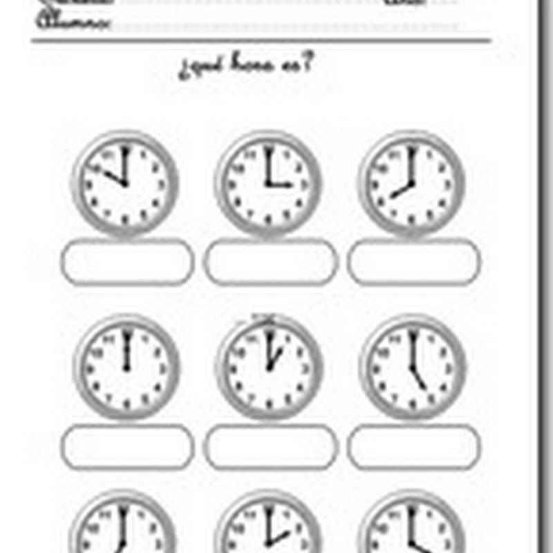 Fichas infantil para aprender las horas y los minutos
