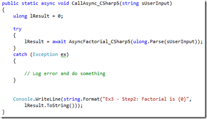 [Visual C# 5.0] Asynchronous Programming Exception Handling