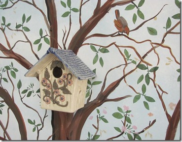 birdhouse in a tree mural