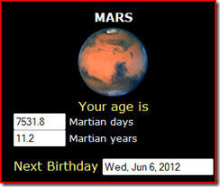 My age in Mars