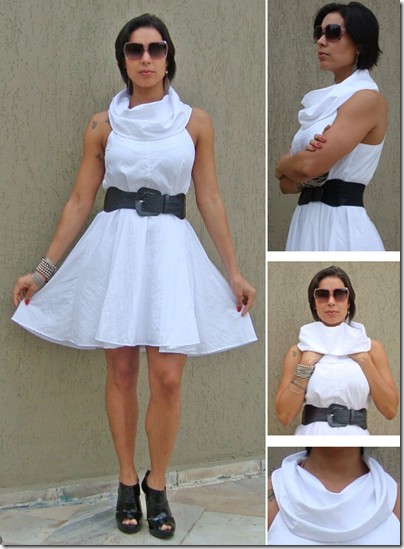 moda de novela vestido branco com gola arquitetônica estilo duda - look com cinto