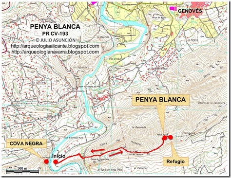 Mapa Penya Blanca - Valencia