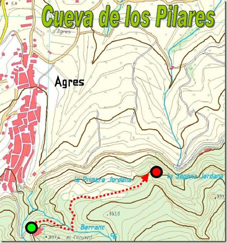 Mapa Cueva de los Pilares - Agres