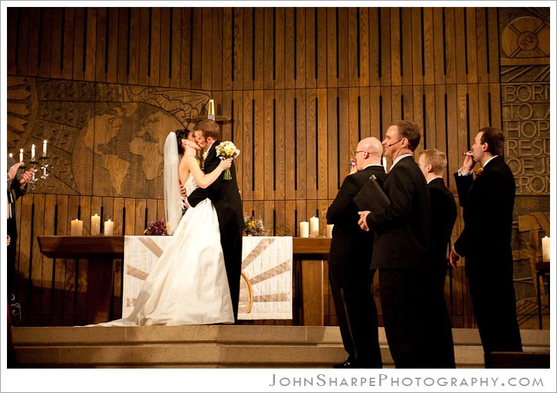 Minneapolis  Wedding Photographer at Trinity Lutheran Church First Kiss