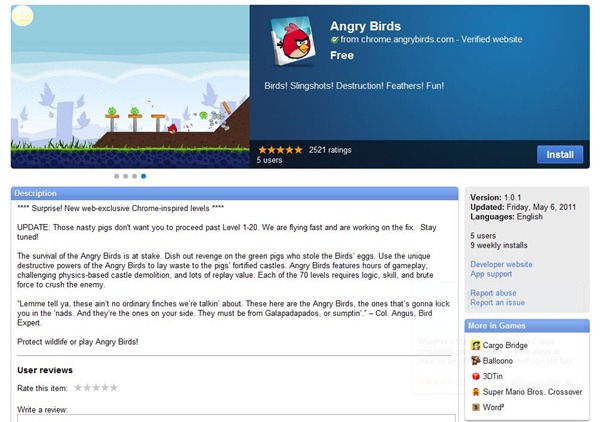 Angry Birds Arrives In Chrome Web Store