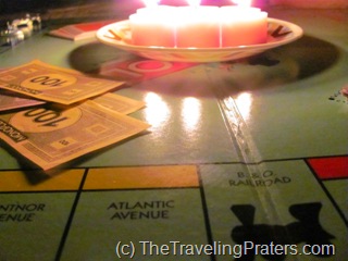 monopoly game by candlelight