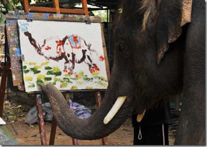 elefante tailandese pittore