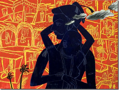 Abbraccio, 2005 olio su tela, 130 x 180 cm