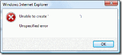 Unspecified Error when trying to save to favorite folder in Windows Vista