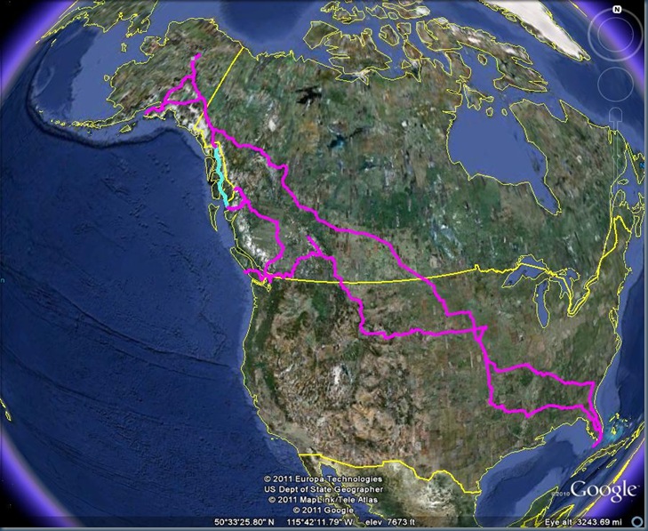 Full route Google Earth Image Full route Google Earth Image