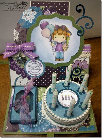 Birthday Gretel Cake with Candles Easel Card2